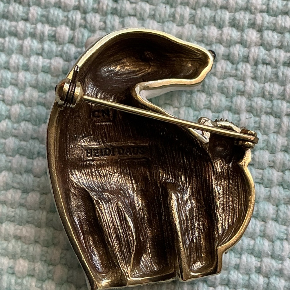 Heidi Daus White and Silver Polar Bear Brooch - Picture 3 of 3